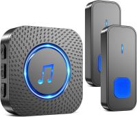 Timbre inalámbrico para exterior e interior, resistente a Agua, con 2 transmisores y éxito de 400 m. Juego de timbre inalámbrico para el hogar con 55 melodías, 5 volúmenes e indicador LED. - details 0