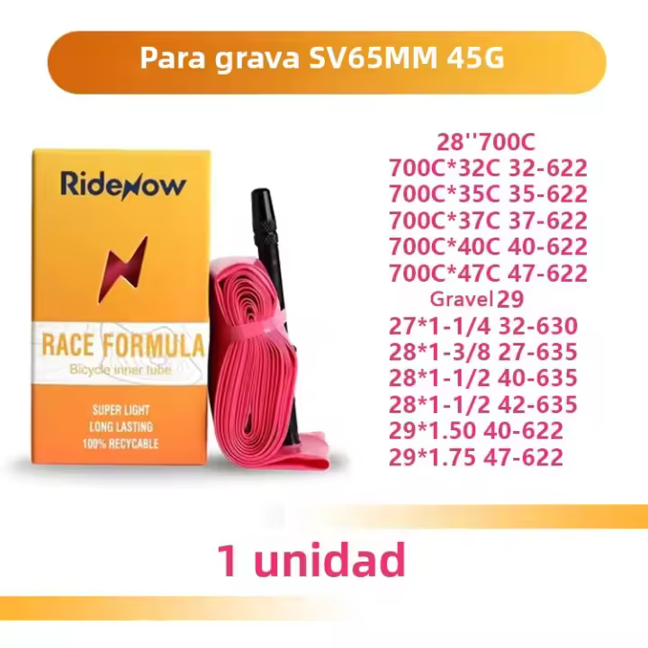 Tubo Interno De Bicicleta Ridenow Ultraligero Para MTB 26/27.5/29 Pulgadas Válvula Francesa Larga 45MM Para Gravel 700c Rueda De 32c-47c - 1