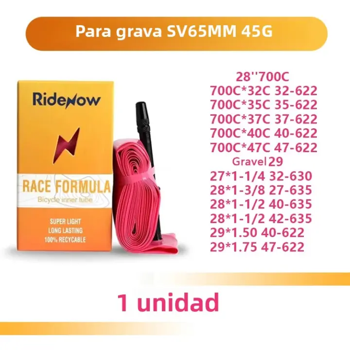 Tubo Interno De Bicicleta Ridenow Ultraligero Para MTB 26/27.5/29 Pulgadas Válvula Francesa Larga 45MM Para Gravel 700c Rueda De 32c-47c - 1