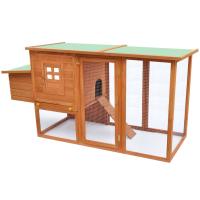 vidaXL Madera Gallinero con 1 Jaula para Huevos Animales Cerramiento Color Latón,  Gris,  Marrón y mas - details 3