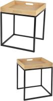 MIRAMAX-Conjunto de 2 Mesitas Auxiliares de Madera. Set Mesas Nido para Café Cuadradas de Metal para Decoración en Salón, Dormitorio y Oficina.40 x 40 x 42 cm / 36 x 36 x 36 cm - details 1