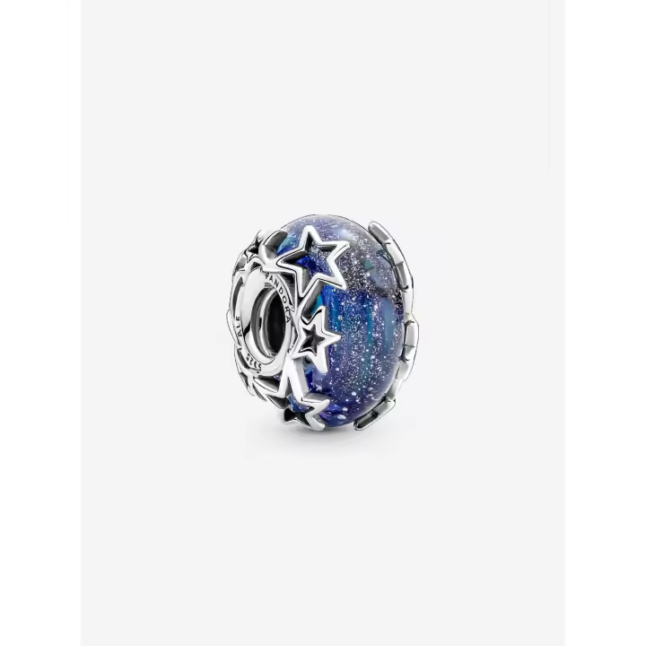 Pandora - Charm de Murano with Galaxia Azul y Estrella - Plata de Lei - 1