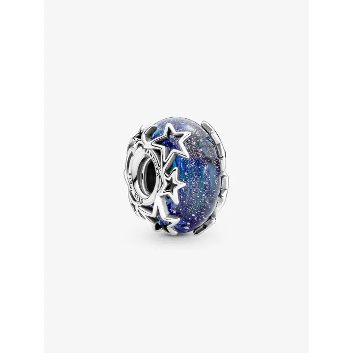 Pandora - Charm de Murano with Galaxia Azul y Estrella - Plata de Lei - 1
