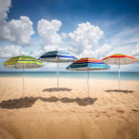 Sombrilla Playa Grande 160-240 cm, Sombrilla Plegable Multicolor a Rayas, Sombrilla Ligera con Bolsa Transporte, Protecciíon UV 50,  Sombrilla Exterior de Moda con Tubo Aluminio, Ideal para Aire Libre / Playa/ Verano - details 0