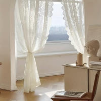 Cortinas De Cola De Fénix Clásicas De Encaje 1 Pieza Tres Colores Tejidas Con Hilo Para Decoración Exterior De Ventanas - details 3