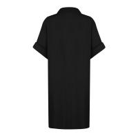 Vestido Elegante De Verano Para Mujer Con Cuello En V Y Mangas Cortas Botones Y Cuello Encogible Vestido De Oficina Para Dama Con Estilo Robe - details 12
