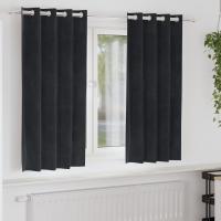 Cortinas Opacas vidaXL con Ojales 2 pcs de Terciopelo Negro - details 0