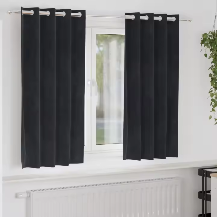 Cortinas Opacas vidaXL con Ojales 2 pcs de Terciopelo Negro - 1
