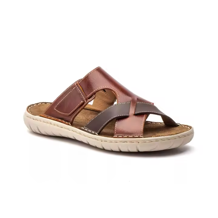 Sandalia de Piel Marrón Route 83 - Plantilla Acolchada - Suela Antideslizante - Producto Español - Sandalias Hombre - 1