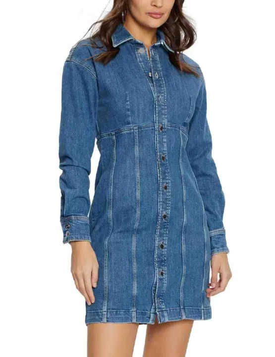 Vestido Guess Miria denim azul manga larga para mujer - 1