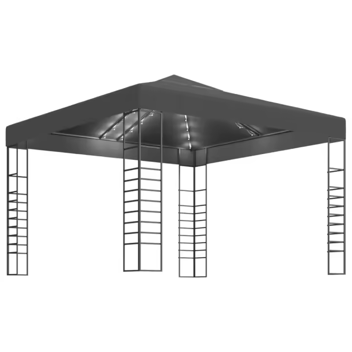 vidaXL Carpa Cenador de Jardín con Tira de Luces 3x3 m Carpa Parasol Color Antracita,  Blanco, y mas - 1