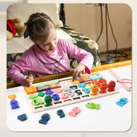 Juego De Pesca De Formas Montessori En Madera Bloques De Construcción Para Niños Educativo Jigsaw De Conteo Y Matemáticas - details 22