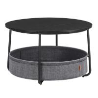 Mesa de Centro Redonda con Almacenamiento y Cesta de Tela - Estilo Moderno, Marco de Metal, Color Blanco Nieve o Negro Tinta - details 6
