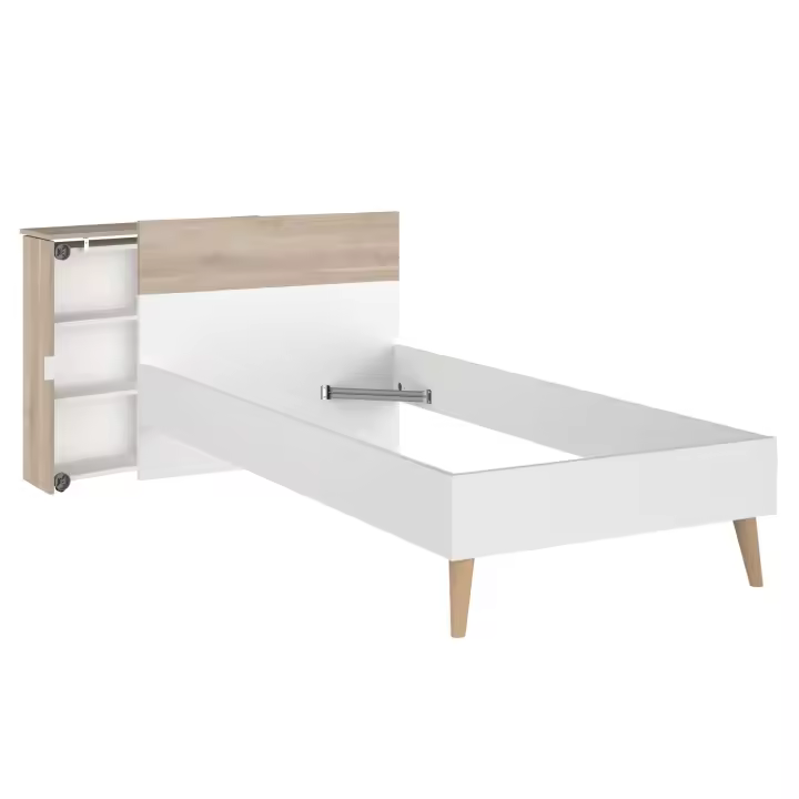 Cama Juvenil con Cabecero Essence en Color Roble Japonés y Blanco Mate 90x200 cm - 1