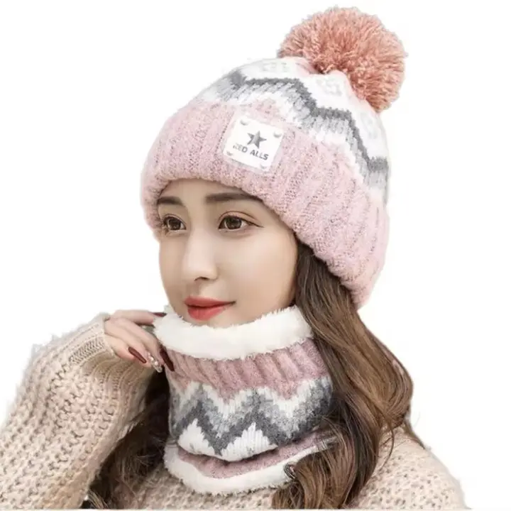 Set De Gorro Y Bufanda De Veludo De Peluche Para Mujer Invierno Resistente Al Viento Protección De Orejas Para Ciclismo Al Aire Libre - 1