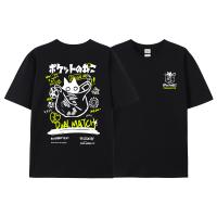 Camiseta De Verano Para Hombres Y Mujeres Estampado De Gato Harajuku Kawaii Manga Corta Casual Prenda Suelta Y2K Para Parejas - details 5