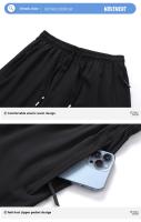 Shorts De Verano Para Hombre Rápidos De Secado Con Cinturón Dentro Pantalones Cortos De Seda Helada Estilo Deportivo Sueltos Para Playa Y Correr - details 5