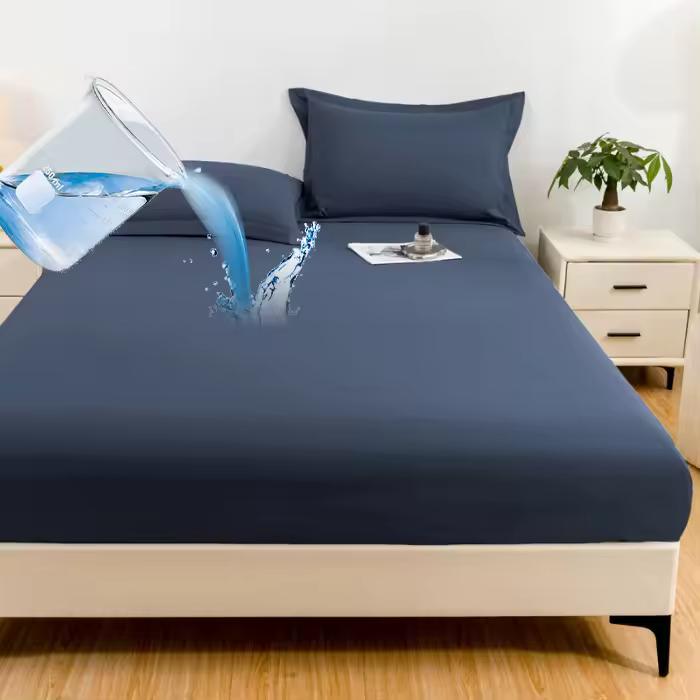 Sábana Protectora Impermeable Para Cama Doble 160x200 Anti-bacterias Anti-pulgas Lavable Tejida Con Técnica De Tat Forro Poliéster 300TC - 1