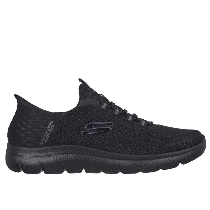 Cómoda  Deportiva hombre Skechers SLIP-INS: SUMMITS - HIGH RANGE malla negra. Plantilla Skechers Air-Cooled Memory Foam® Skechers Hands Free Slip-ins cálzate sin manos Altura Tacón bajo (1-3 cm) Referencia 232457-BBK - 1