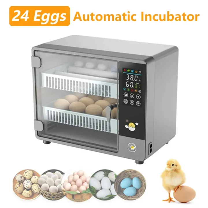 24 Eggs Incubator Drawer Type Automatic Egg Flipping Waterbed Replenishment Temperature Control Touch Screen Fully Automatic Incubator - 1