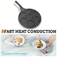 Sartén antiadherente para panqueques para un desayuno perfecto, sartén antiadherente de dibujos animados de siete agujeros fácil de limpiar para el desayuno en casa, sartén para freír, sartén para hornear, sartén de artefacto - details 4