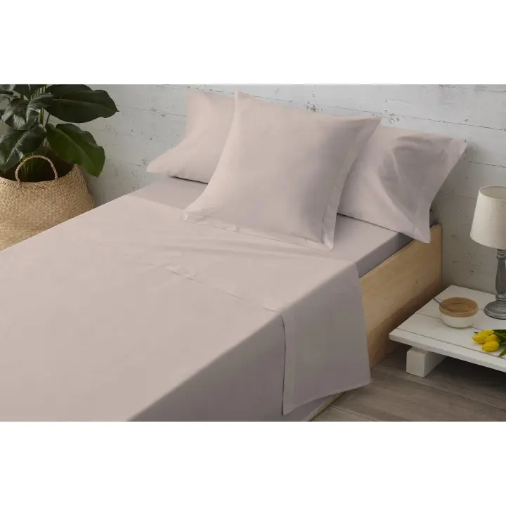 Plusdescanso- Juego de sábanas lisas Singular. Elegantes y de muy buena calidad. Formada por bajera, encimera y funda/s almohada. Algodón/Poliéster. - 1