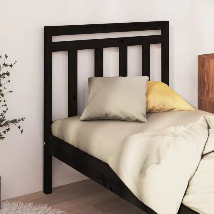Cabecero de cama madera maciza de pino negro 96x4x100 cm - 1