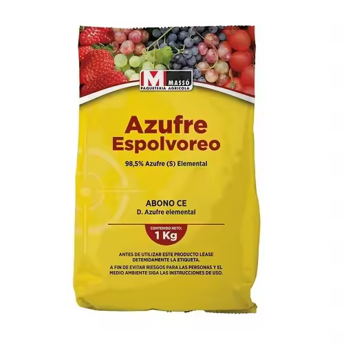 Massó Azufre Espolvoreo 98,5% Abono CE, Bolsa 1 kg - 1