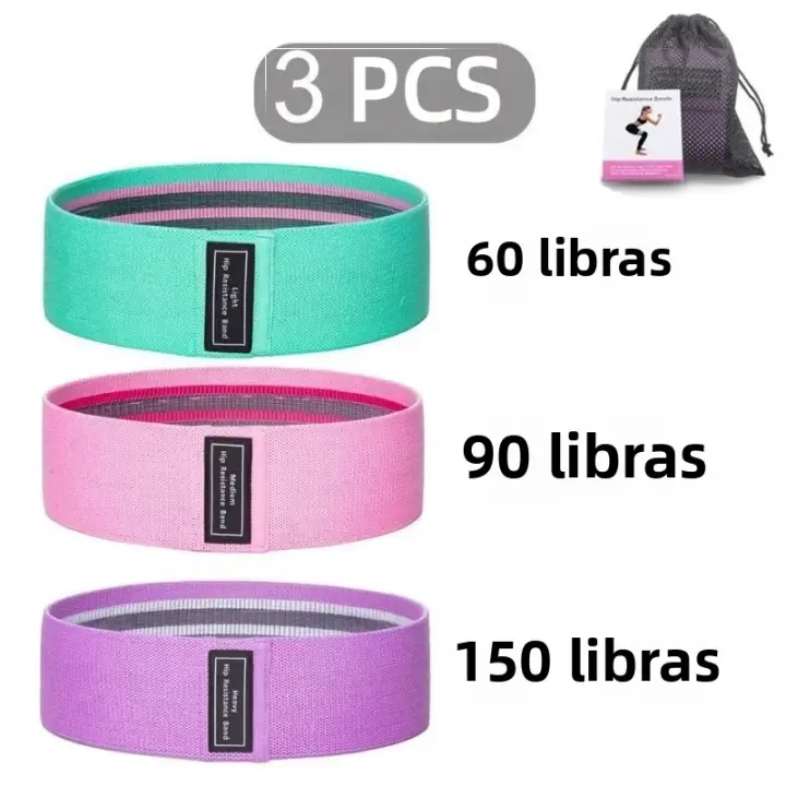 3Pcs Bandas De Resistencia De Tela Para Caderas Y Glúteos Ejercicio De Squat Y Estiramiento De Círculo Aparato De Gimnasio Y Yoga Para Fortalecimiento De Piernas Y Cintura - 1