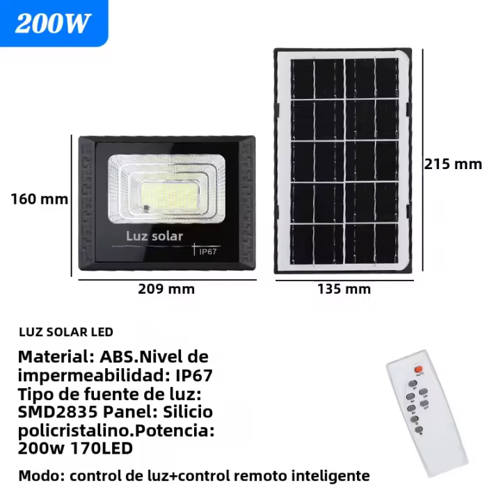 Luz Solar LED para exteriores, reflector de jardín luminoso, impermeable, luz Solar de pared para escaleras, atenuación de luz, tiempo, Control remoto - 1