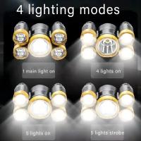 Linterna Frontal LED De Alta Potencia 5 Luz Fuerte Cargable Por USB Para Pesca Y Actividades Al Aire Libre Impermeable - details 7