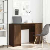 vidaXL Escritorio 120x42x76 cm madera de ingeniería en color Roble ahumado/Blanco/Madera antigua y más | estructura resistente ideal para salón dormitorio o estudio - details 6