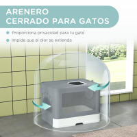 PawHut Arenero para Gatos con Cubierto Inodoro para Mascotas Desmontable con Caja de Almacenamiento Pala Cepillo 2 Puertas Entrada Principal y Salida Superior 48,5x38x36,5 cm Gris - details 7