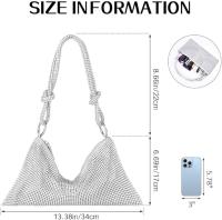 Bolso de Noche, bolsos de paja hechos a mano, Bolso de noche Dorado y Peletado brilliant with Cadena, Correa de hombro - details 1