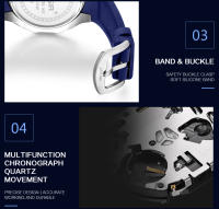 Reloj De Pulsera Militar Deportivo Para Hombre MEGIR Marca Top Resistente Al Agua Con Correa De Silicona Azul Y Calendario Automático Movimiento De Cuarzo - details 6