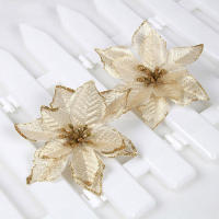 12/24pcs Flores De Navidad Con Brillo Decoración Para Árbol De Navidad Ornamentos Para Año Nuevo Falsas Flores De Fiesta Decoración De Invierno - details 11