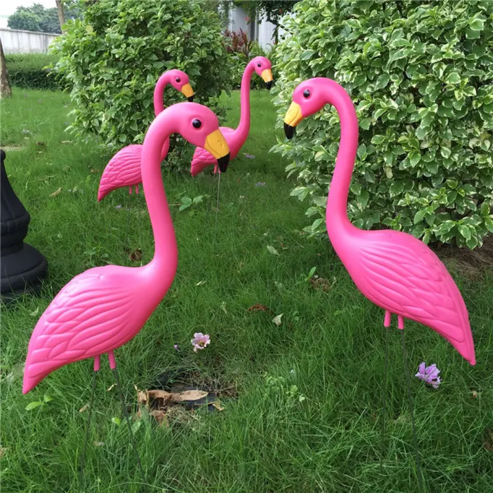 Adorno De Flamenco Ornamento De Arte Para Jardín Decoración De Patio Jardín De Yarda Figura De Animal De Plástico Pink - 1