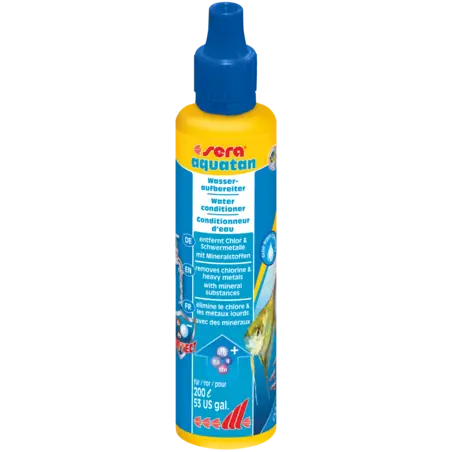 Acondicionador de Agua Sera Aquatan para Peces - Elimina Cloro y Cloramina - Aglutina Metales Pesados - Con Minerales - 1