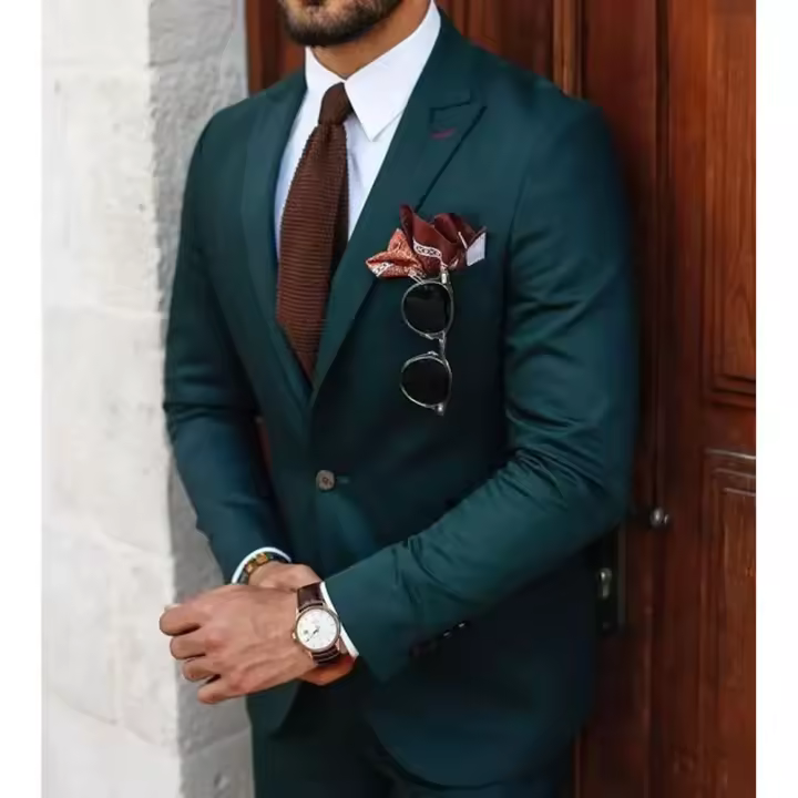 Nueva Llegada Traje De Hombre Sólido Dos Piezas Moda Casual Negocios Diarios Formal Chic Boda Traje De Tuxedo Slim Costura Homme - 1