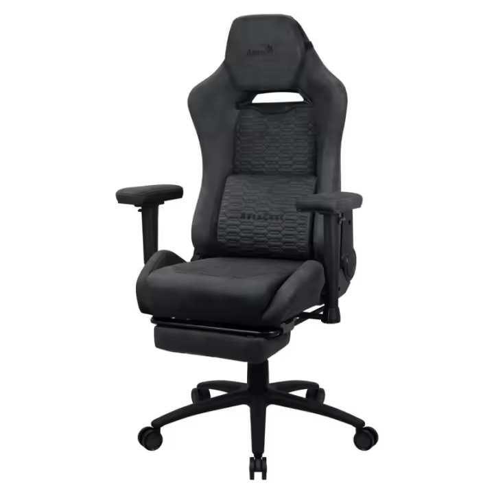 Aerocool ROYALSLATEGR Silla Gaming Premium Ergonómica Reposapiernas Tecnología Aerosuede Gris - 1