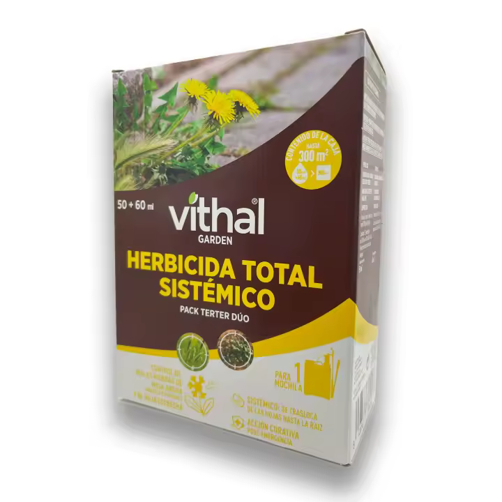 TERTER DUO Herbicida TOTAL para Eliminar Malas Hierbas de Todo Tipo 50ml + 60ml Cobertura total de hasta 300 m² MUY EFICAZ | Solución Total 2 en 1 | Alternativa a Glifosato (Roundup) para 15L de Agua | Nexum+Market - 1