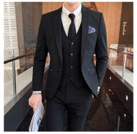 Traje De Boda Invernal Con Rayas Tres Piezas Vestido Y Pantalones Moda Negocios Atractivo Traje Casual Para Celebraciones - details 20