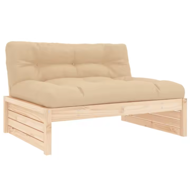 vidaXL Sofá central madera maciza de pino 120x80 cm Pino natural, Pino blanco, Pino gris Conjunto Terraza Muebles Jardín Exterior Juego de Muebles de jardín Mueble Jardín Exterior Muebles de Salon Exterior - 1