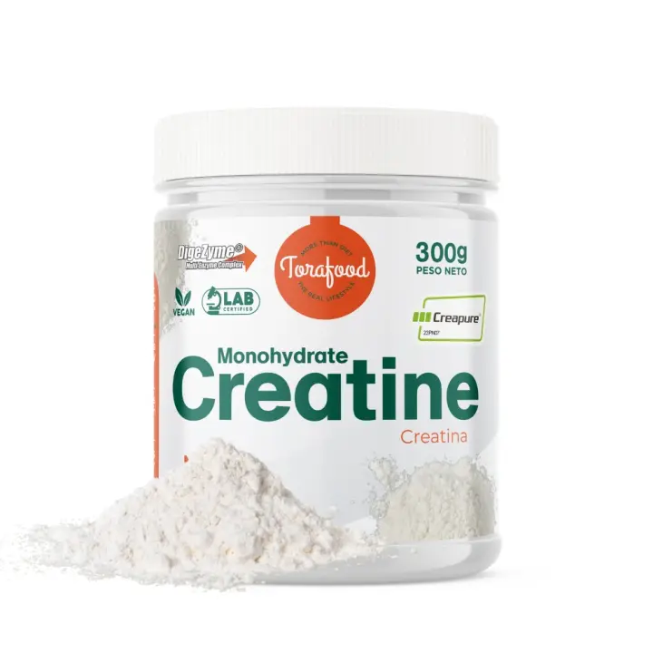 Creatina Creapure Monohidrato en Polvo  300G  Sabor Neutro  Aumento de Masa Muscular y Resistencia  Gran Solubilidad  100% Vegana  TORAFOOD - 1