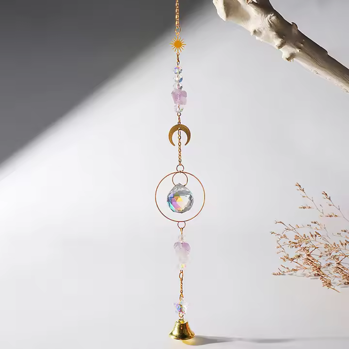 Colgante De Cristal Suncatcher Estrella Luna Mariposa Pluma Prisma Bola Decoración De Luz Para Ventana Y Habitación Moderno Sin Montaje Necesario - 1