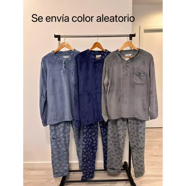 Pijama Hombre Invierno, Pijama coralina 2 Piezas de Manga Larga  Pijama Coralina de Hombre Otoño-Invierno de Manga Larga Polar Calentito Super Suave, Conjunto de Pijama Súper Cómodo para Dormir y Estar en Casa - 1