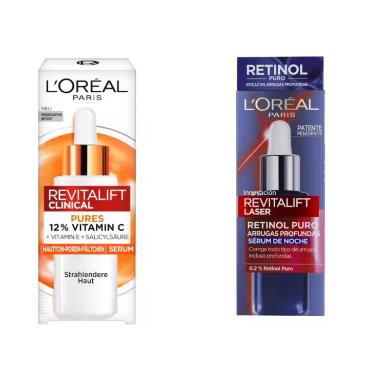 L’ORÉAL Pack - Serum Noche con Retinol Puro 30ml + Serum de Día 12% Pura Vitamin C - 30ml. - 1