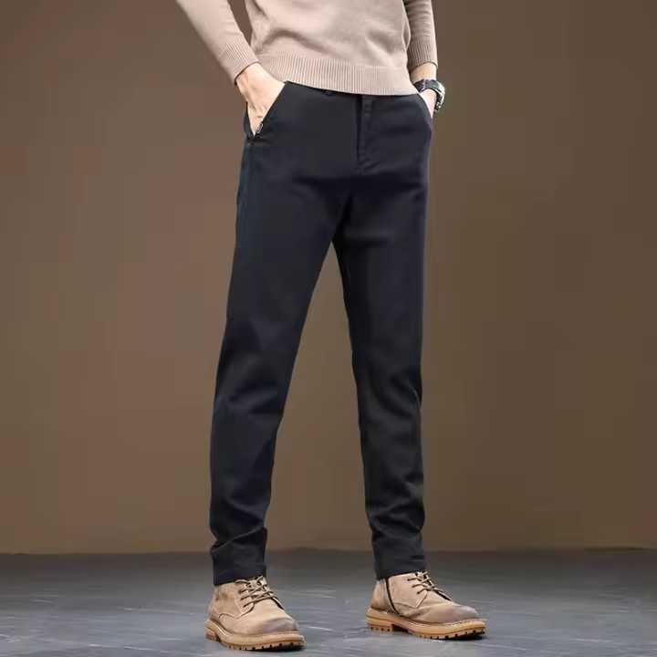 Nuevos Pantalones Casuales De Otoño E Invierno Para Hombre 2024 Estilo Recto Y Slim Pantalones Negros Grises Café Para Trabajo Y Ropa Masculina - 1