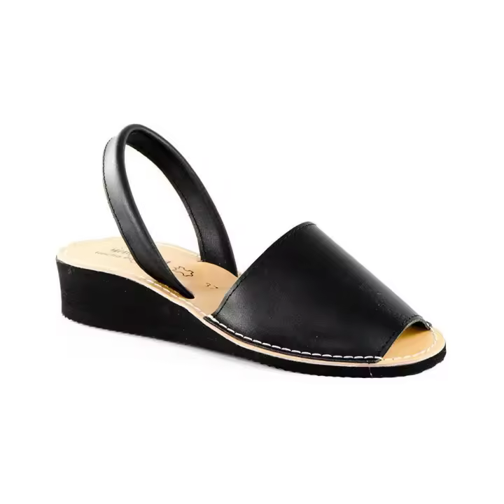 PERVERSA Sandalias Mujer Piel Negra 35-41 Cuña Marca Menorquinas - 1