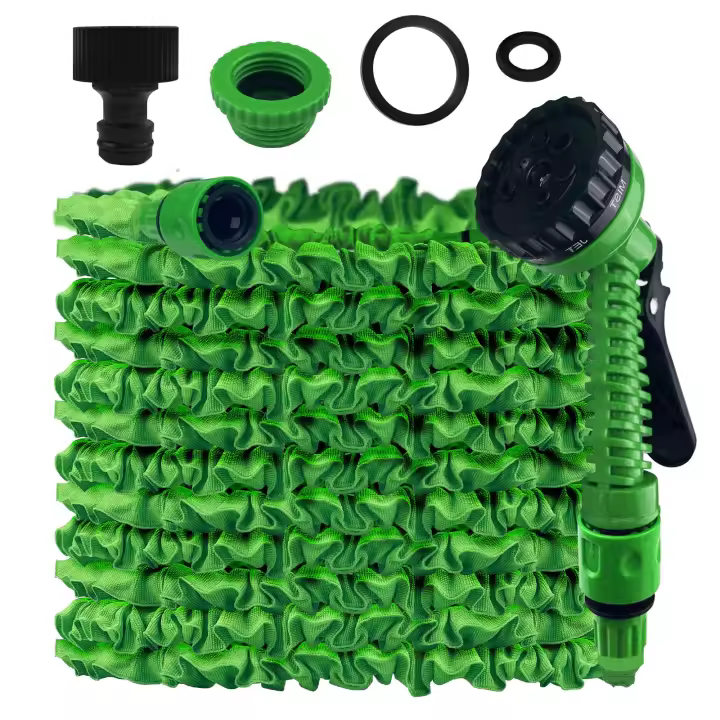 Manguera de Jardín extensible de 15 m, flexible, with 7 Modos de pulverización, Ligera y fácil de guardar para Riego, jardinería, Riego y limpieza. - 1